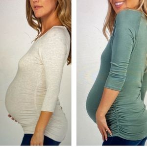 TWO pink blush maternity tops